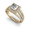 2.00 Carat Elegant Princess Cut Diamond Halo Engagement Ring With 70 Fiery Accent Diamonds In 14 Karat Yellow Gold Image-4