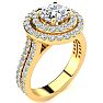 2 Carat Double Halo Round Diamond Engagement Ring in 14 Karat Yellow Gold Image-2