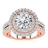 2 1/2 Carat Double Halo Round Diamond Engagement Ring 14 Karat Rose Gold Image-1