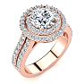 2 1/2 Carat Double Halo Round Diamond Engagement Ring 14 Karat Rose Gold Image-2