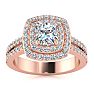 1 1/2 Carat Halo Diamond Engagement Ring in 14k Rose Gold Image-1