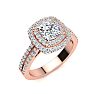 2 Carat Double Halo Cushion Cut Diamond Engagement Ring in 14 Karat Rose Gold Image-2