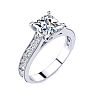 1 1/2 Carat Diamond Engagement Ring With 1 Carat Princess Cut Center Diamond In 14K White Gold Image-2