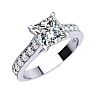 2 Carat Diamond Engagement Ring With 1 1/2 Carat Princess Cut Center Diamond In 14K White Gold Image-2