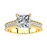 1 1/2 Carat Diamond Engagement Ring With 1 Carat Princess Cut Center Diamond In 14K Yellow Gold Image-1