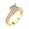 1 1/2 Carat Diamond Engagement Ring With 1 Carat Princess Cut Center Diamond In 14K Yellow Gold Image-2