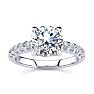 2.30 Carat Traditional Diamond Engagement Ring with 2 Carat Center Round Solitaire In 14 Karat White Gold Image-1