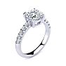 2.30 Carat Traditional Diamond Engagement Ring with 2 Carat Center Round Solitaire In 14 Karat White Gold Image-2