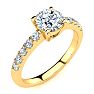 1.30 Carat Traditional Diamond Engagement Ring with 1 Carat Center Round Solitaire In 14 Karat Yellow Gold Image-2