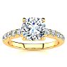 1 3/4 Carat Traditional Diamond Engagement Ring with 1 1/2 Carat Center Round Solitaire In 14 Karat Yellow Gold  Image-1