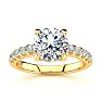2.30 Carat Traditional Diamond Engagement Ring with 2 Carat Center Round Solitaire In 14 Karat Yellow Gold Image-1