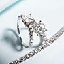 1 1/3 Carat Traditional Diamond Engagement Ring with 1 Carat Center Princess Cut Solitaire In 14 Karat White Gold  Image-10