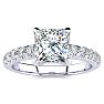 1 3/4 Carat Traditional Diamond Engagement Ring with 1 1/2 Carat Center Princess Cut Solitaire In 14 Karat White Gold  Image-1
