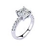 2 1/2 Carat Traditional Diamond Engagement Ring with 2.15 Carat Center Princess Cut Solitaire In 14 Karat White Gold  Image-2
