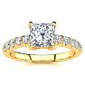1 1/3 Carat Traditional Diamond Engagement Ring with 1 Carat Center Princess Cut Solitaire In 14 Karat Yellow Gold  Image-1