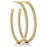 14K Yellow Gold 1 Carat Diamond Three Quarter Hoop Earrings Image-1
