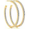 14K Yellow Gold 2 Carat Diamond Three Quarter Hoop Earrings Image-1