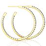 14K Yellow Gold 2 Carat Diamond Three Quarter Hoop Earrings Image-3