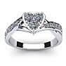 1/2 Carat Heart Shape Engagement Ring In White Gold Image-1