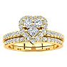 1/2 Carat Heart Halo Bridal Set in Yellow Gold Image-1