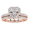 1/2 Carat Heart Halo Diamond Bridal Set in Rose Gold Image-1