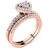 1/2 Carat Heart Halo Diamond Bridal Set in Rose Gold Image-2
