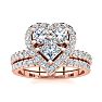 1 Carat Heart Halo Diamond Bridal Set in 14k Rose Gold Image-1