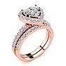 1 Carat Heart Halo Diamond Bridal Set in 14k Rose Gold Image-2