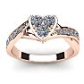 Cheap Engagement Rings, 1/2 Carat Heart Shape Engagement Ring In Rose Gold Image-1
