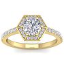 1 1/2 Carat Halo Diamond Engagement Ring In 14 Karat Yellow Gold Image-1