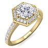 1 1/2 Carat Halo Diamond Engagement Ring In 14 Karat Yellow Gold Image-2