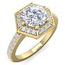 2 1/2 Carat Halo Diamond Engagement Ring In 14 Karat Yellow Gold Image-2