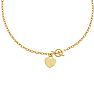 14 Karat Yellow Gold 17 Inch Shiny Oval Link Necklace with Heart Image-1