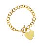 14 Karat Yellow Gold 7.50 Inch Shiny Round Chain Link Bracelet with Heart Image-1