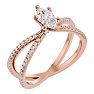 3/4 Carat Marquise Shape Diamond Engagement Ring In 14 Karat Rose Gold Image-2