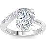 Modern Asymmetrical Round Brilliant 2 Carat Diamond Engagement Ring In 14K White Gold Image-1