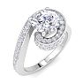 Modern Asymmetrical Round Brilliant 2 Carat Diamond Engagement Ring In 14K White Gold Image-2