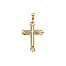 14 Karat Yellow & White Gold 38x22.9 Shiny White Cross Inside Fancy Yellow Cross Image-1
