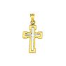 14 Karat Yellow & White Gold 26x13.5mm Shiny Small White Cross Pendant in Yellow Cross Image-1