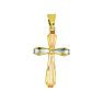 14 Karat Yellow, White & Rose Gold 32x16.4mm Shiny Textured Fancy Cross Pendant Image-1