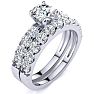 2 Carat Total Round Natural Diamond Engagement Ring and Wedding Band Set in 14K White Gold. Sizzling, Bright White Diamonds! Image-2