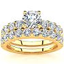 2 Carat Round Center Engagement Ring and Wedding Band Set In 14K Yellow Gold Image-1