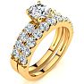 2 Carat Round Center Engagement Ring and Wedding Band Set In 14K Yellow Gold Image-2
