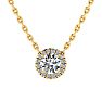 1/2ct Halo Diamond Necklace In 14K Yellow Gold Image-1