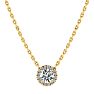 1/2ct Halo Diamond Necklace In 14K Yellow Gold Image-2
