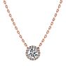 1/2ct Halo Diamond Necklace In 14K Rose Gold Image-2