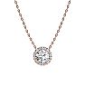 1 1/5ct Halo Diamond Necklace In 14K Rose Gold Image-2