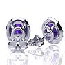 1 Carat Oval Shape Amethyst and Halo Diamond Stud Earrings In 14 Karat White Gold Image-3