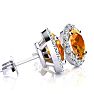 1 Carat Oval Shape Citrine and Halo Diamond Stud Earrings In 14 Karat White Gold Image-2