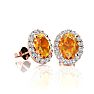 1 Carat Oval Shape Citrine and Halo Diamond Stud Earrings In 14 Karat Rose Gold Image-1